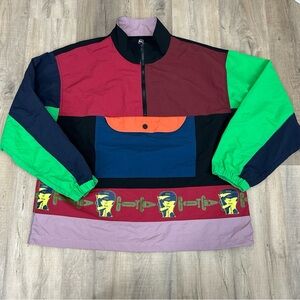 Brain Dead x Gotcha Multicolor Nylon Half Zip Pullover Windbreaker Jacket XL